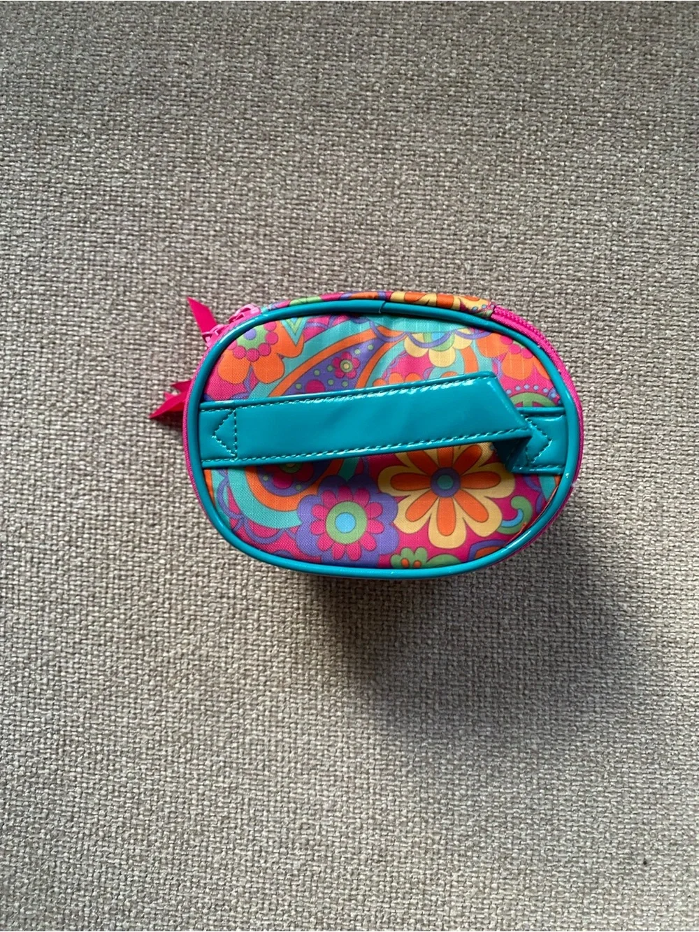 Paisley Floral Mini Cosmetic Bag in Pink & Turquoise - Small Travel Pouch